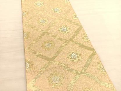 平和屋着物◎六通柄袋帯　唐織　松皮菱花唐草文　金銀糸　正絹　逸品　BAAV3407hv