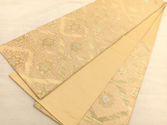 平和屋着物◎六通柄袋帯　唐織　松皮菱花唐草文　金銀糸　正絹　逸品　BAAV3407hv