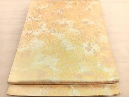 平和屋着物◎六通柄袋帯　唐織　孔雀羽根文　金銀糸　引箔　正絹　逸品　BAAV3410hv