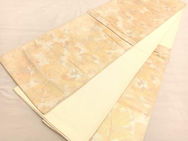 平和屋着物◎六通柄袋帯　唐織　孔雀羽根文　金銀糸　引箔　正絹　逸品　BAAV3410hv