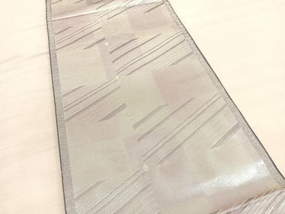 平和屋着物◎六通柄袋帯　唐織　斜線文　銀糸　引箔　正絹　逸品　BAAV3442hv