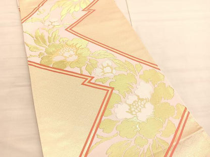 平和屋着物◎六通柄袋帯 唐織 九百錦 枝花文 銀彩競艷 正絹 逸品 BAAV3453hv