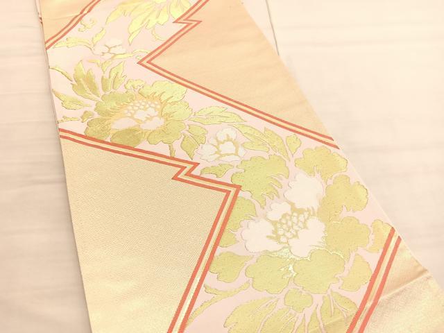 平和屋着物◎六通柄袋帯 唐織 九百錦 枝花文 銀彩競艷 正絹 逸品 BAAV3453hv