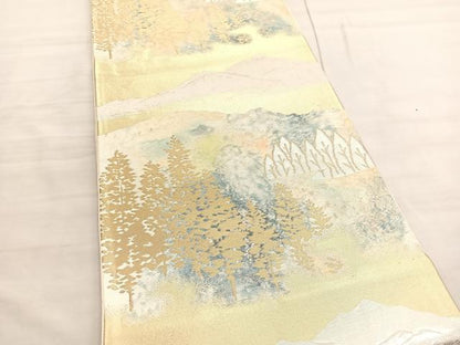 平和屋着物◎六通柄袋帯　遠山風景文　金銀糸　正絹　逸品　BAAV3455hv