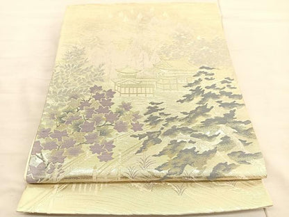 平和屋着物◎六通柄袋帯　平等院　金糸　正絹　逸品　BAAV3464hv