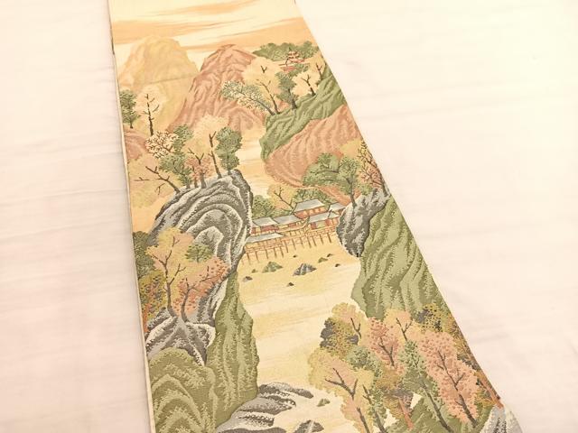 平和屋着物◎六通柄袋帯　思い出　金糸　正絹　逸品　BAAV3474hv
