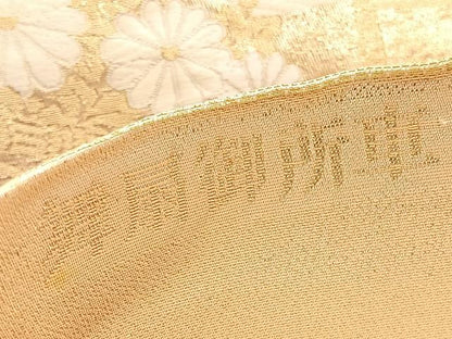 平和屋着物◎西陣　六通柄袋帯　唐織　九百錦　舞扇御所車　金銀糸　正絹　逸品　BAAV3478hv