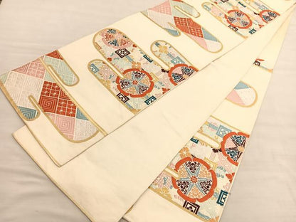 平和屋着物◎六通柄　本袋帯　唐織　エ霞格天井花文　金糸　正絹　逸品　BAAV3485hv