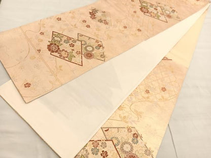 平和屋着物◎六通柄袋帯　花菱文　金銀糸　正絹　逸品　BAAV3538hv