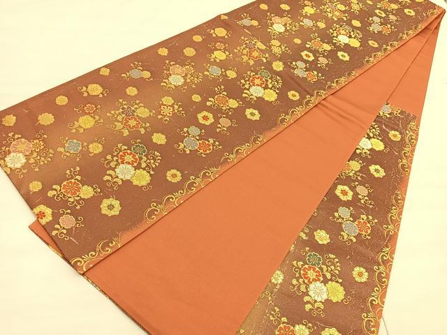 平和屋着物◎六通柄袋帯　唐織　花唐草文　金糸　正絹　逸品　BAAV3553hv