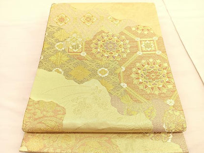 平和屋着物◎六通柄袋帯 道長天井花文 金銀糸 正絹 逸品 BAAV3554hv