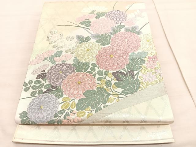 平和屋着物◎西陣　太鼓柄袋帯　唐織　菊手綱　正絹　逸品　BAAV3555hv