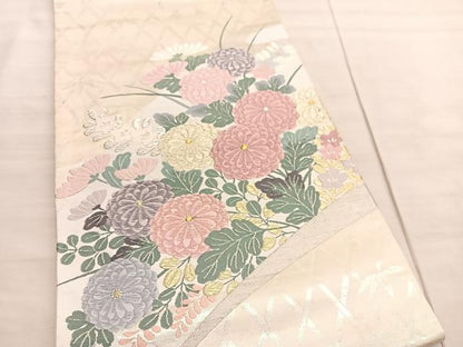 平和屋着物◎西陣　太鼓柄袋帯　唐織　菊手綱　正絹　逸品　BAAV3555hv