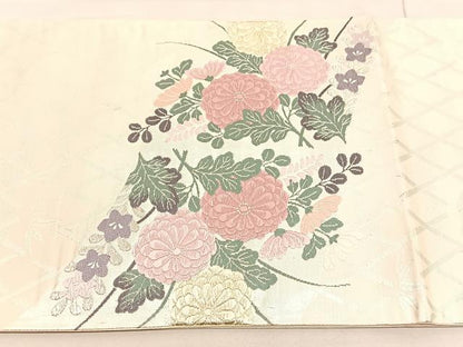 平和屋着物◎西陣　太鼓柄袋帯　唐織　菊手綱　正絹　逸品　BAAV3555hv