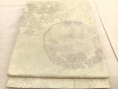 平和屋着物◎六通柄袋帯　菊　金銀糸　正絹　逸品　BAAV3564hv