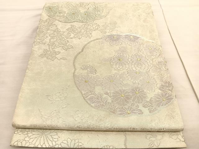 平和屋着物◎六通柄袋帯　菊　金銀糸　正絹　逸品　BAAV3564hv