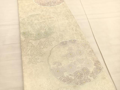 平和屋着物◎六通柄袋帯　菊　金銀糸　正絹　逸品　BAAV3564hv
