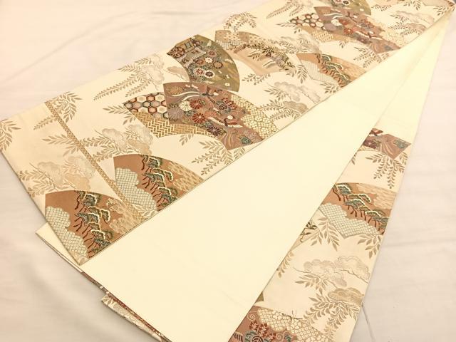 平和屋着物◎六通柄袋帯　唐織　鳳凰扇慶長小袖　金糸　正絹　逸品　BAAV3572hv