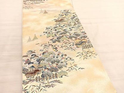 平和屋着物◎六通柄袋帯 唐織 御所解文 金糸 正絹 逸品 BAAV3575hv