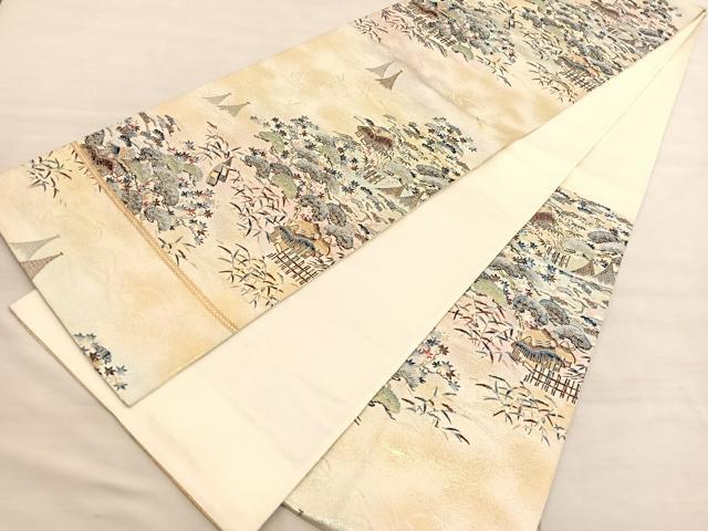 平和屋着物◎六通柄袋帯 唐織 御所解文 金糸 正絹 逸品 BAAV3575hv