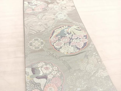 平和屋着物◎六通柄袋帯　唐織　鳳凰立涌花文　金銀糸　正絹　逸品　BAAV3579hv