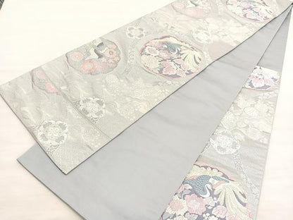 平和屋着物◎六通柄袋帯　唐織　鳳凰立涌花文　金銀糸　正絹　逸品　BAAV3579hv