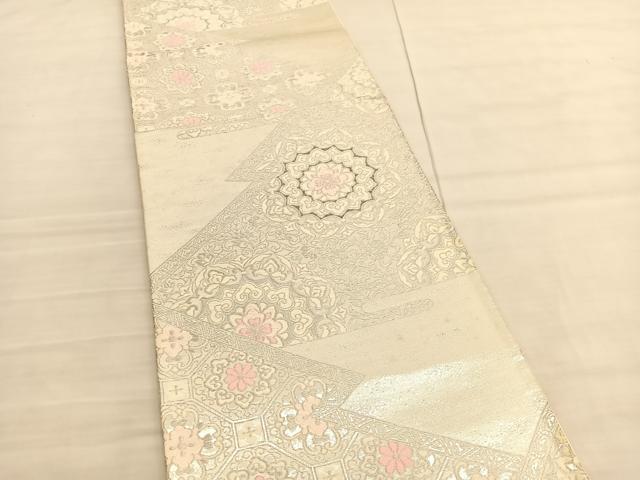 平和屋着物◎六通柄袋帯　唐織　松皮菱宝相華　プラチナ二重箔　正絹　逸品　BAAV3596hv