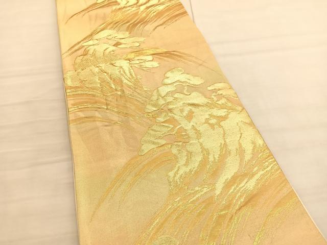 平和屋着物◎六通柄袋帯　浜松文　金糸　正絹　逸品　BAAV3620hv