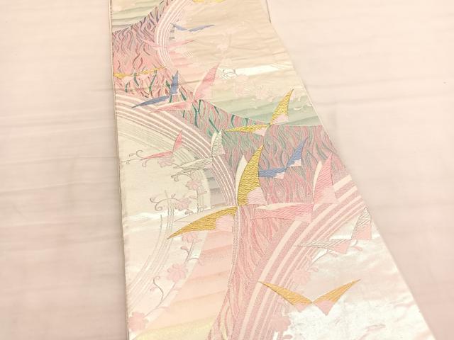 平和屋着物◎六通柄袋帯　唐織　舞蝶文　金銀糸　正絹　逸品　BAAV3635hv