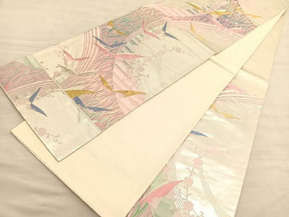 平和屋着物◎六通柄袋帯　唐織　舞蝶文　金銀糸　正絹　逸品　BAAV3635hv