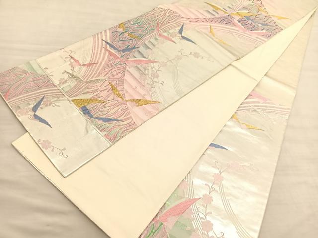 平和屋着物◎六通柄袋帯　唐織　舞蝶文　金銀糸　正絹　逸品　BAAV3635hv