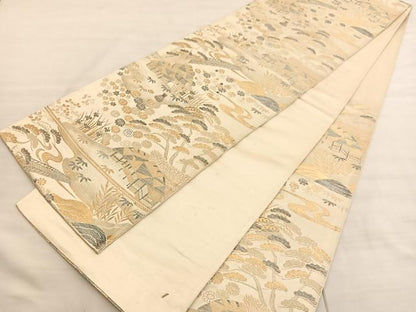 平和屋着物◎六通柄袋帯　光悦織　御所解文　金糸　正絹　逸品　BAAV3646hv