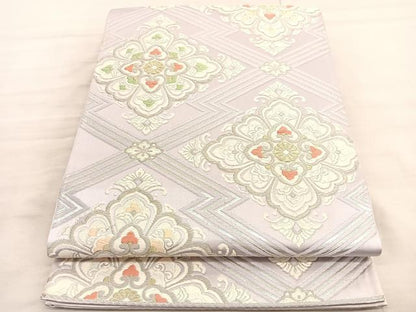 平和屋着物◎六通柄袋帯 唐織 松皮菱花文 金銀糸 正絹 逸品 BAAV3649hv