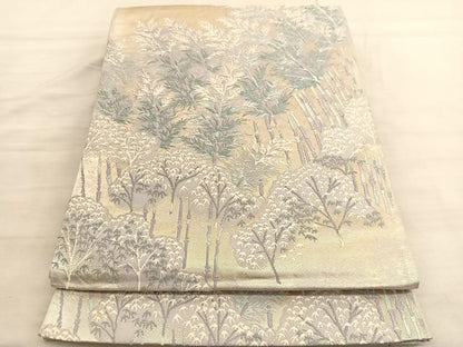 平和屋着物◎六通柄袋帯　唐織　竹林　正絹　逸品　BAAV3653hv
