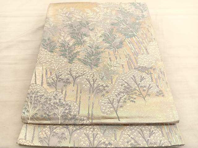 平和屋着物◎六通柄袋帯　唐織　竹林　正絹　逸品　BAAV3653hv