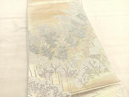 平和屋着物◎六通柄袋帯　唐織　竹林　正絹　逸品　BAAV3653hv