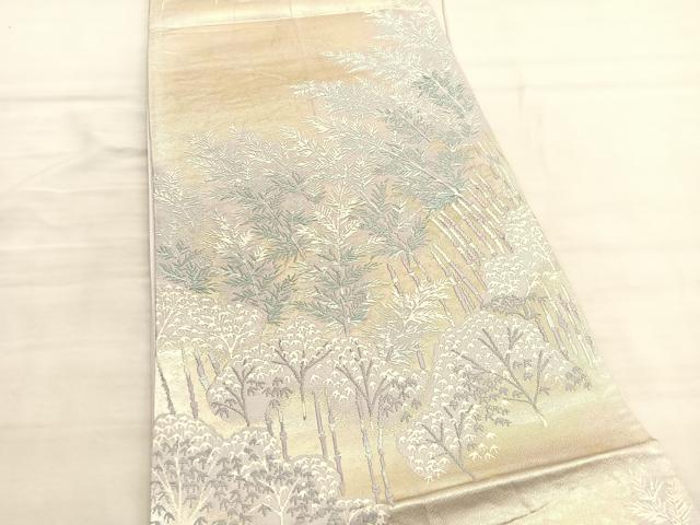 平和屋着物◎六通柄袋帯　唐織　竹林　正絹　逸品　BAAV3653hv