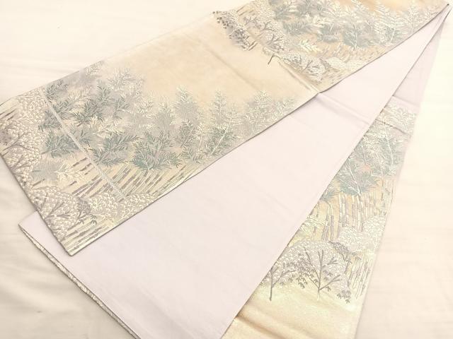 平和屋着物◎六通柄袋帯　唐織　竹林　正絹　逸品　BAAV3653hv