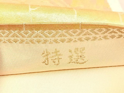 平和屋着物◎西陣　服部織物謹製　六通柄袋帯　道長鳳凰丸文　こはく錦　金糸　正絹　逸品　BAAV3658hv