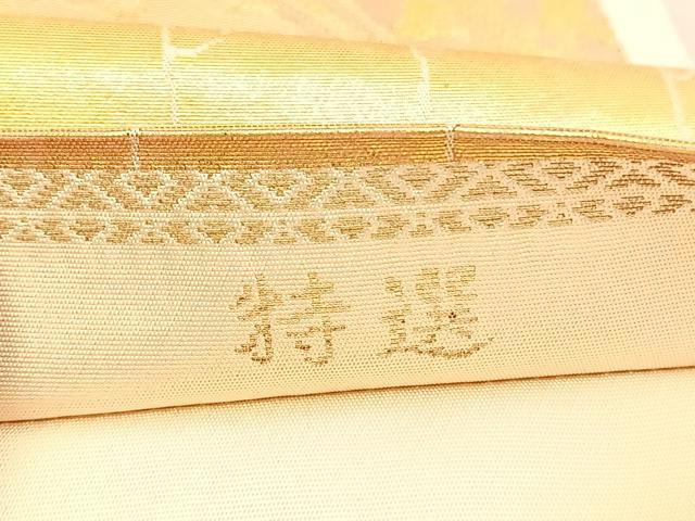 平和屋着物◎西陣　服部織物謹製　六通柄袋帯　道長鳳凰丸文　こはく錦　金糸　正絹　逸品　BAAV3658hv