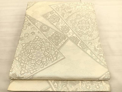 平和屋着物◎六通柄袋帯　唐織　正倉院色紙重ね　銀糸　正絹　逸品　BAAV3672hv