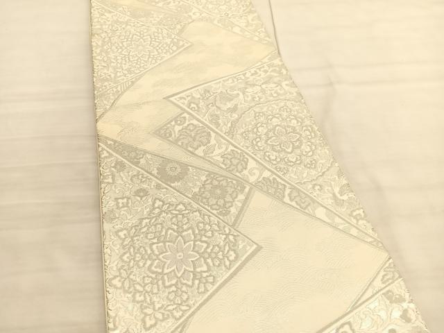 平和屋着物◎六通柄袋帯　唐織　正倉院色紙重ね　銀糸　正絹　逸品　BAAV3672hv