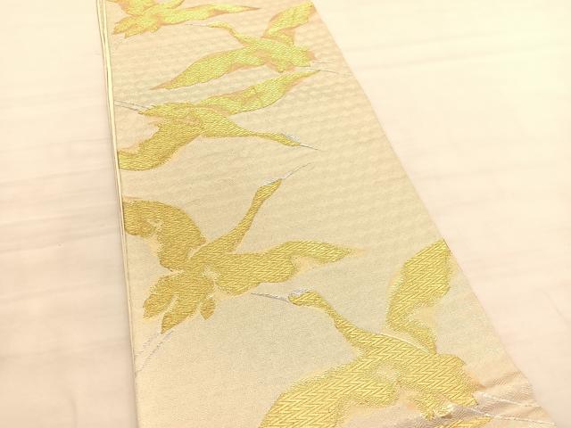 平和屋着物◎六通柄袋帯　飛鶴文　金銀糸　正絹　逸品　BAAV3675hv