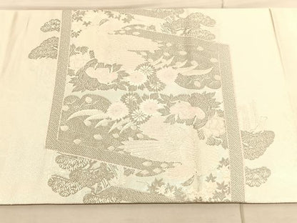 平和屋着物◎太鼓柄袋帯 王朝屏風小袖文様 プラチナ箔 正絹 逸品 BAAV3678hv