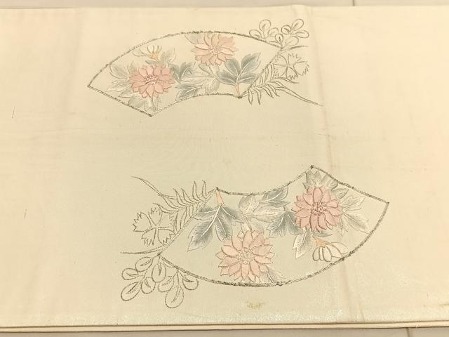 平和屋着物◎太鼓柄袋帯 総刺繍 駒刺繍 地紙花文 引箔