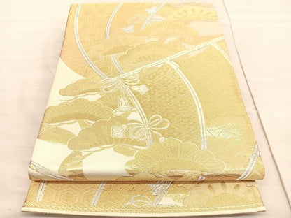 平和屋着物◎六通柄袋帯 唐織 有錦どんす 几帳松文 金銀糸 正絹 逸品 BAAV3695hv