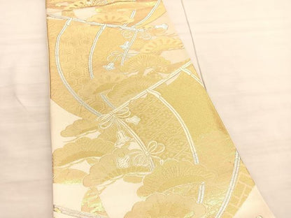 平和屋着物◎六通柄袋帯 唐織 有錦どんす 几帳松文 金銀糸 正絹 逸品 BAAV3695hv