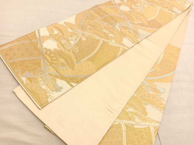 平和屋着物◎六通柄袋帯 唐織 有錦どんす 几帳松文 金銀糸 正絹 逸品 BAAV3695hv