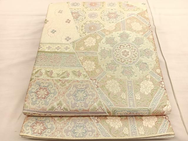 平和屋着物◎佐賀錦　六通柄袋帯　裂取更紗華文　金銀糸　正絹　逸品　BAAV3717hv