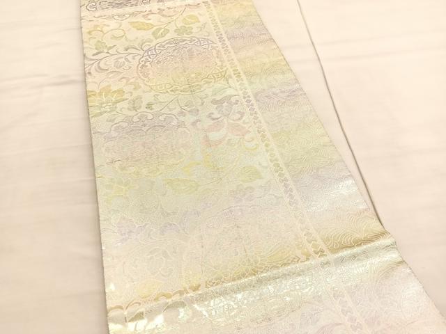 平和屋着物◎佐賀錦　六通柄袋帯　宝相華花鳥文　銀糸　正絹　逸品　BAAV3722hv